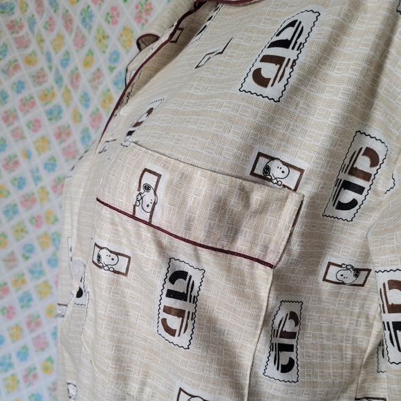 Snoopy print shirt cartoon shirt with piping, retro cartoon shirt - Picture 3 of 12